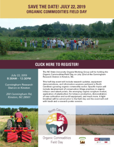 Cover photo for Time to Register for the 2019 Organic Commodities Field Day!